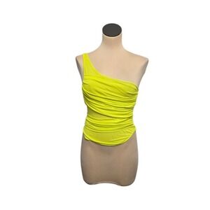 Gauge 81‎ Top Womens Medium Yellow Asymmetrical One Shoulder Ruched Tank Italy
